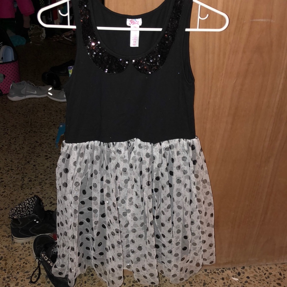Black polka dot dress